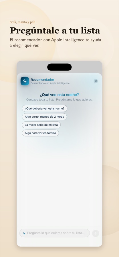 Recomendador de Sofá, manta y peli con Apple Intelligence